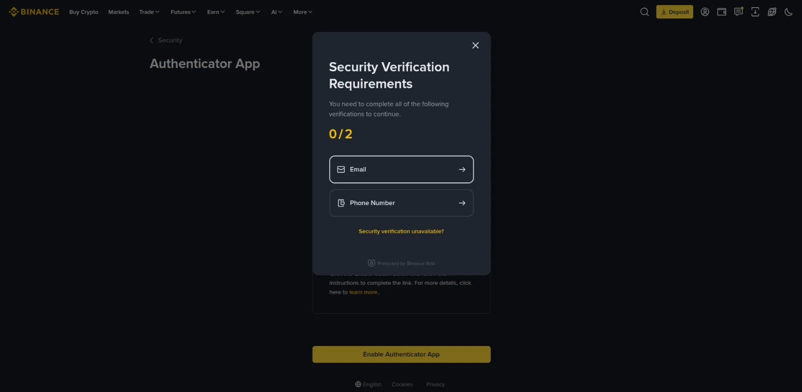 The requirement to confirm email and phone before linking