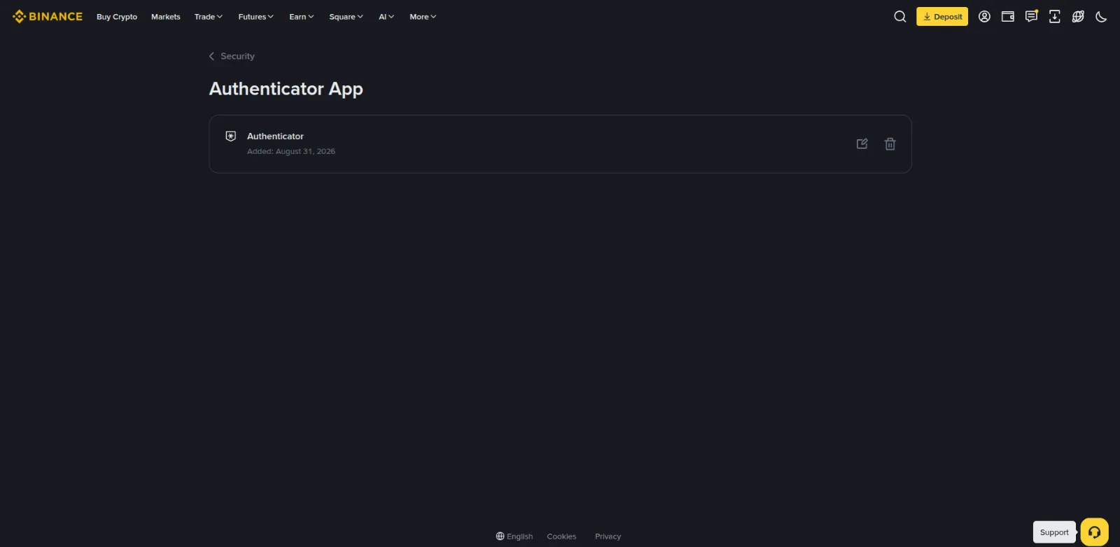 The list of linked authenticators with the date of linking